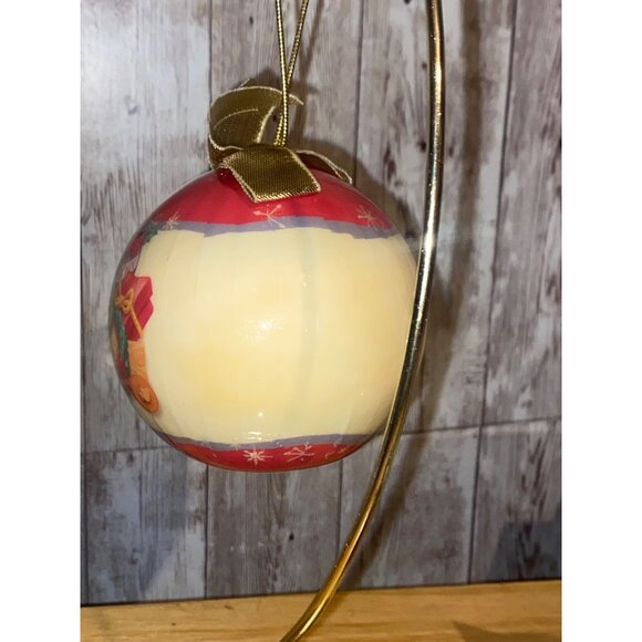 Disney Winnie The Pooh Eeyore Christmas Ornament With Gold Ribbon Decoupage Look - Picture 4 of 7